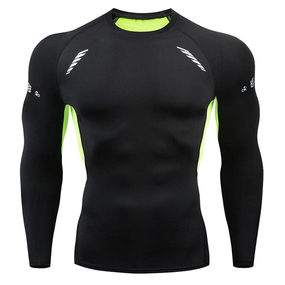 Running T-shirt Men's Compression Shirt Black Gym Top Sports Quick Drying Breathable Tracksuit Fitness Long T-shirt