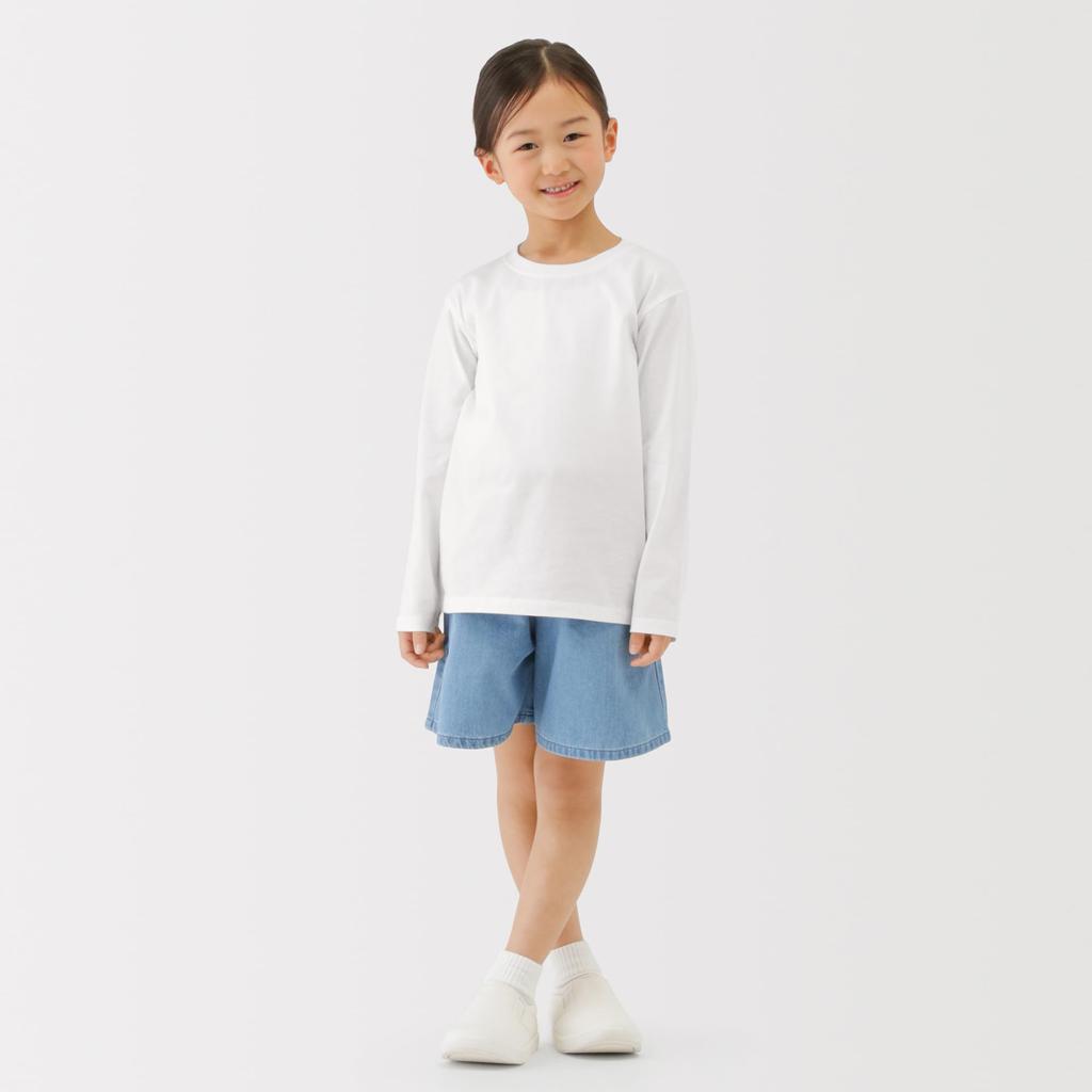 MUJI Cotton Jersey Knit Crew Neck Long Sleeve Solid Size 150 Kids' T-Shirt, Color, Unisex, Navy, (CB1PYA6S)