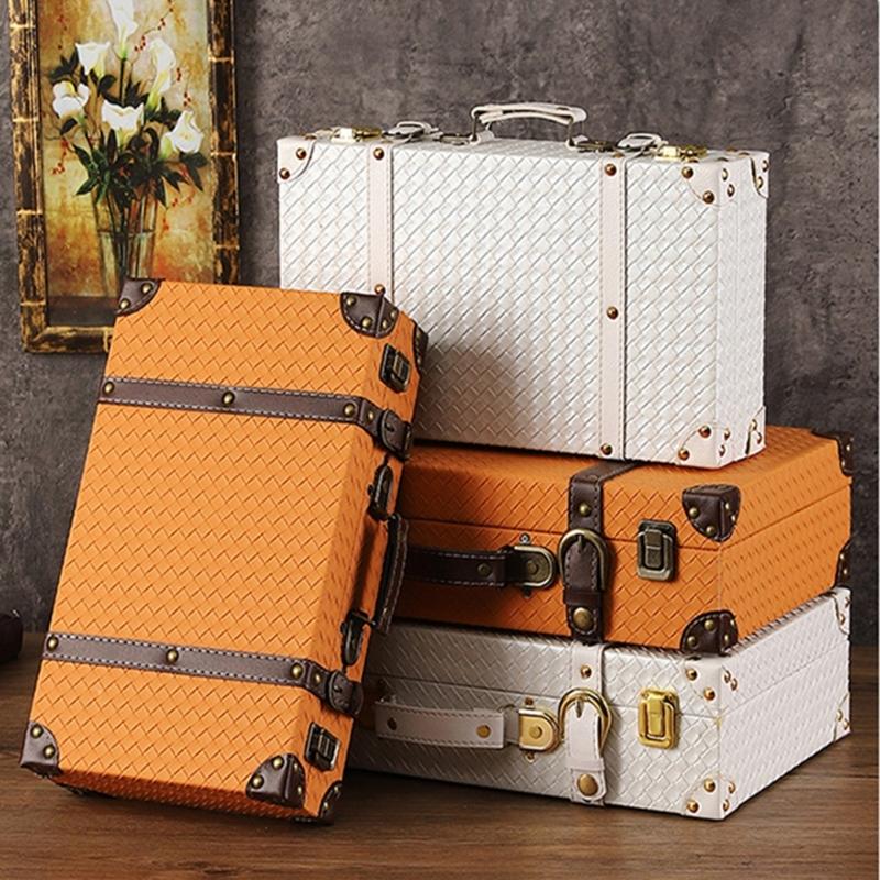 Vintage Europäischer Stil Leder und Holz Aufbewahrungsbox Tragbar Haushaltsgegenstände Organizer Für Heim Büro Dekoration