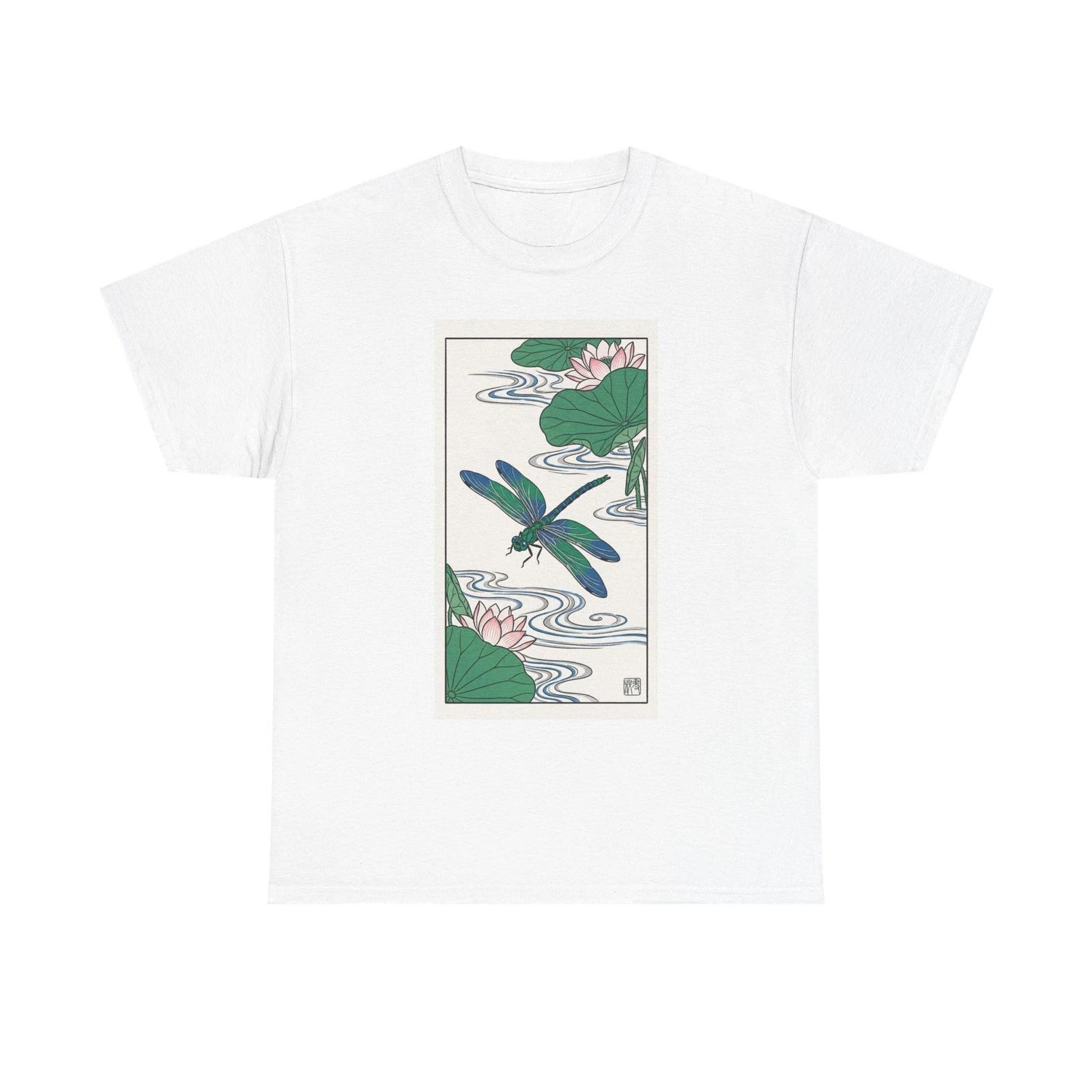 Dragonfly over Lotus Tee | Japanese Water Garden Illustration 4XL