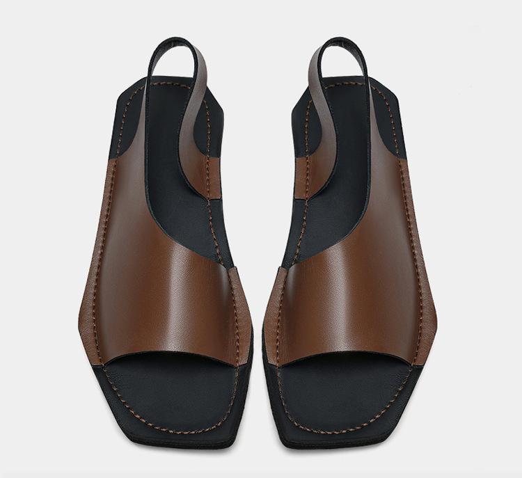 Men's Plus Size Flat Casual Sandals: Square Toe, Square Heel, Outdoor Roman Flip-Flops for Beach