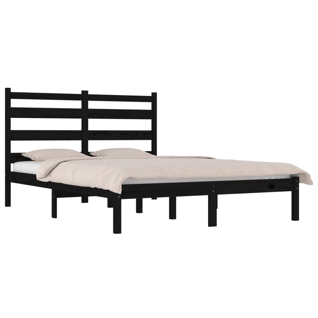 Solid Wood Bed Black Pine 140 x 190 cm