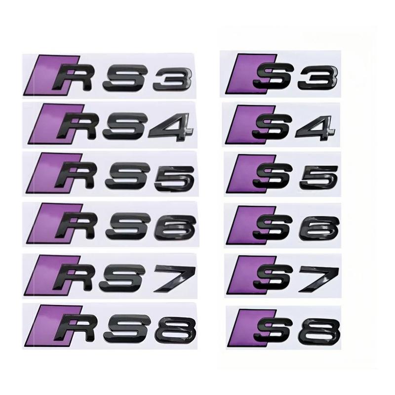 Plastic Modified Accessories Car Letter Emblem Stickers for Audi RS7 RS8 S3 RS3 RS4 RS5 RS6 S4 S5 S6 S7 S8 Logo Rear Trunk Badge