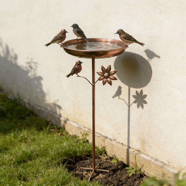 Strong Antique Look Outdoor Bird Bath Providing A Safe Drinking Area For Flying Visitors