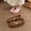 Mary Jane Shoes Women's Spring and Summer French Small Leather Shoes Soft-soled Flat-soled Grandma Shoes Ladyshoes Evening Breeze Gentle with Skirt Si