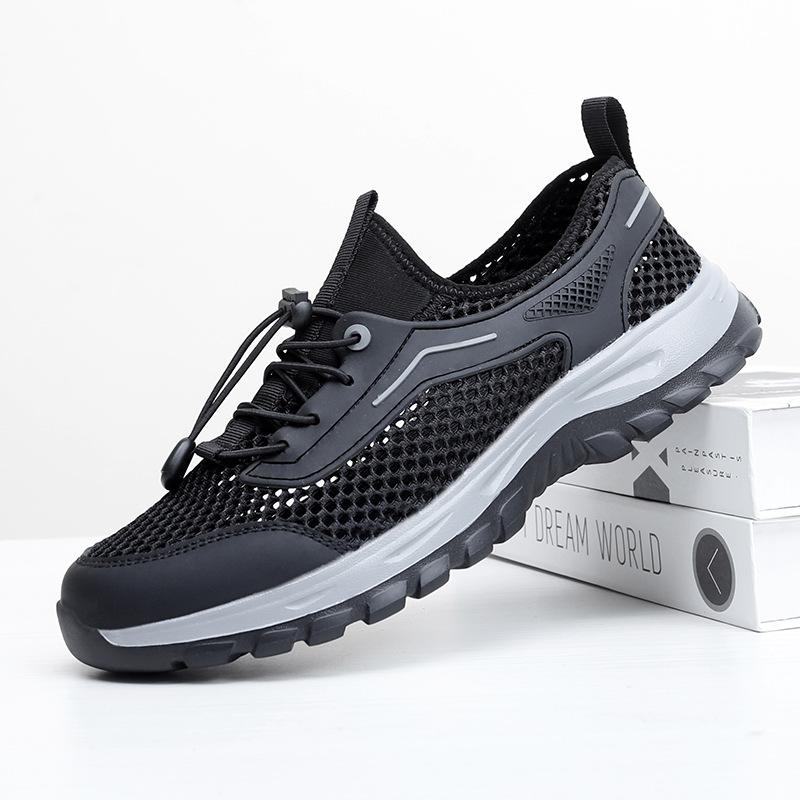 

2025 повсякденні тонкі туфлі великого розміру, модні туристичні черевики, чоловіче взуття, взуття для активного відпочинку, взуття з одинарною сіткою, велика сітка, спортивне взуття 46 чорний