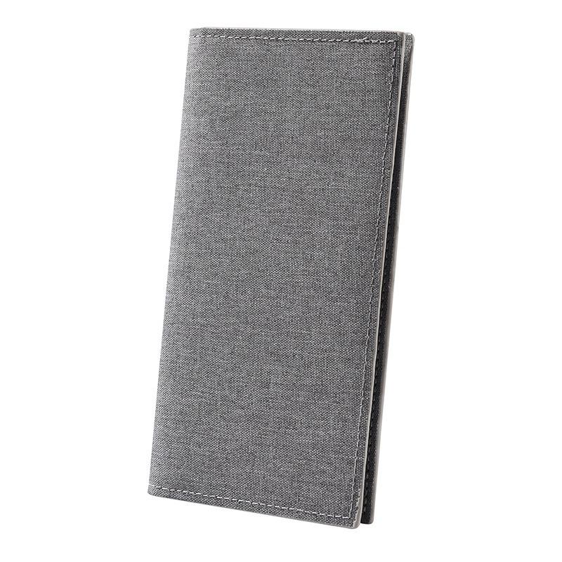Long canvas wallet men's new ultra-thin simple solid color blue student fabric wallet card bag