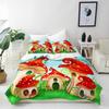 Mushroom Duvet Cover Set 2 Piece Bedding Set With Pillowcases Magic Forest 3D Printed Soft Breathable Microfibre Quilt Cover Set