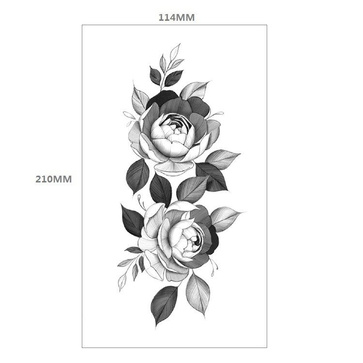 Red Rose Flower Arm Half Arm Tattoo Sticker Owl Hourglass Geometry Water Transfer Set Sticker