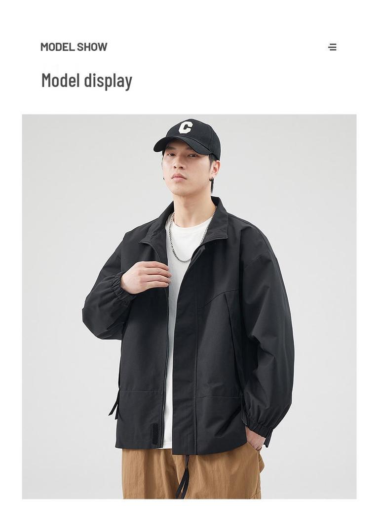 Męska modna kurtka casual ze stójką na wiosnę/jesień 2024