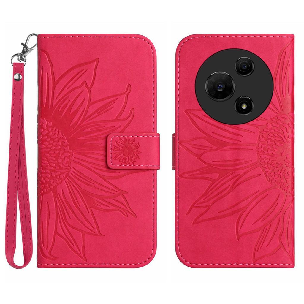 For TCL 60 NxtPaper 4G Case Sunflower Imprint Leather Wallet Phone Cover with Wrist Strap