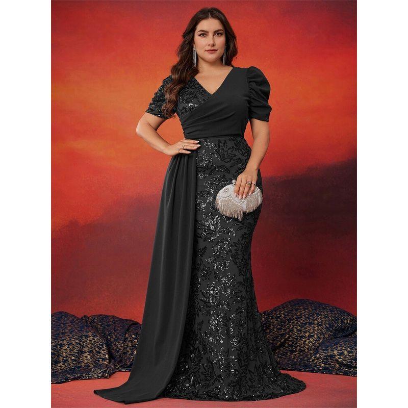 Plus-Size Formal Dress, Long Gown, Post-Party Evening Wear, Cocktail Dress for Plus-Size Women, Big Party Dress