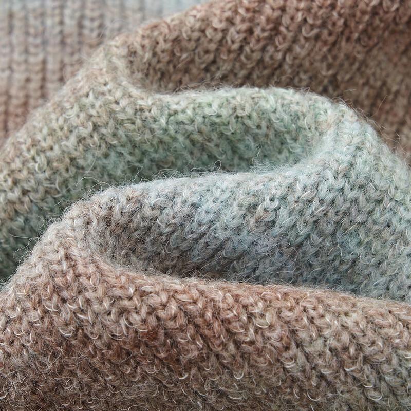 Demana Women's Fluffy Lambswool Blend Gradient Knit Cardigan