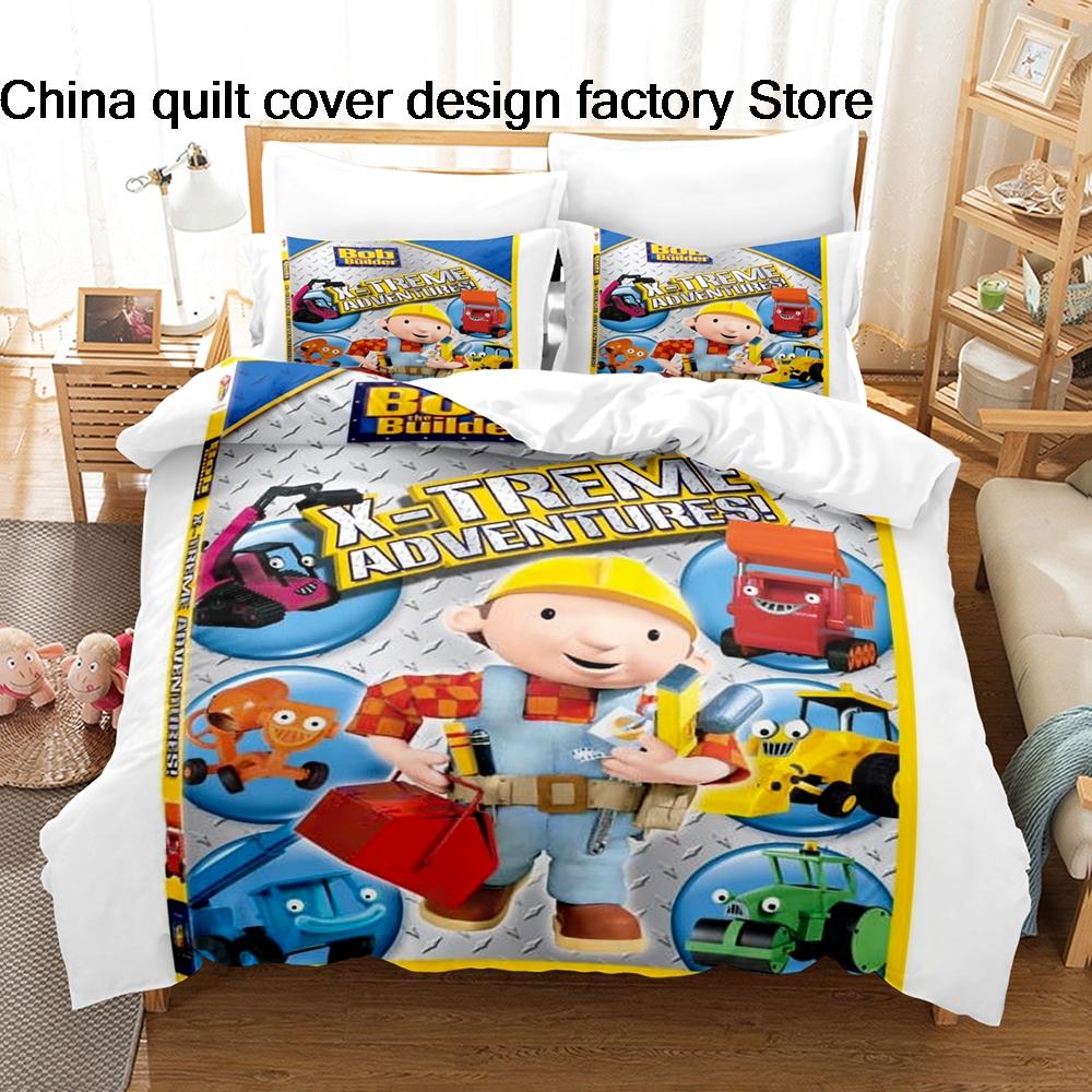 Süßes Bob der Baumeister Bettwäsche-Set 3D-bedruckte Bettbezug Kissenbezug Für Kinderzimmer Heimtextilien Einzelbett Doppelbett Queen King Größe
