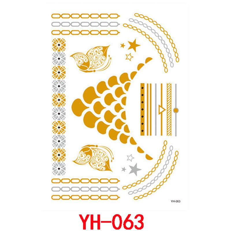 Bronzing Tattoo Sticker, Metal Waterproof Tattoo Sticker, Tattoo