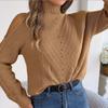 GMXIA Women's Fashion  Autumn Winter Solid Color Long Sleeve High Neck Loose Casual Off-the-shoulder Cut-out Knit Pullover Sweater