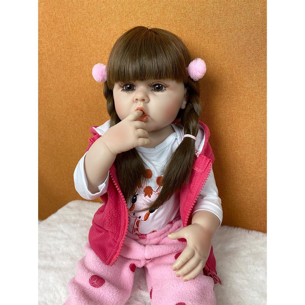 Realistic Reborn Baby Girl Dolls Betty Raya Pasted Wig Hair Simulation Doll 55cm Full Silicone Body Bathing 22 Inch Collection Art Doll Baby Play Toys