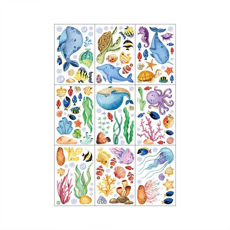 Ocean World, Cartoon Stickers, Living Room Bedroom, Children's Room Decoration Stickers, Moisture-proof Wall Stickers, Home Decoration Stickers