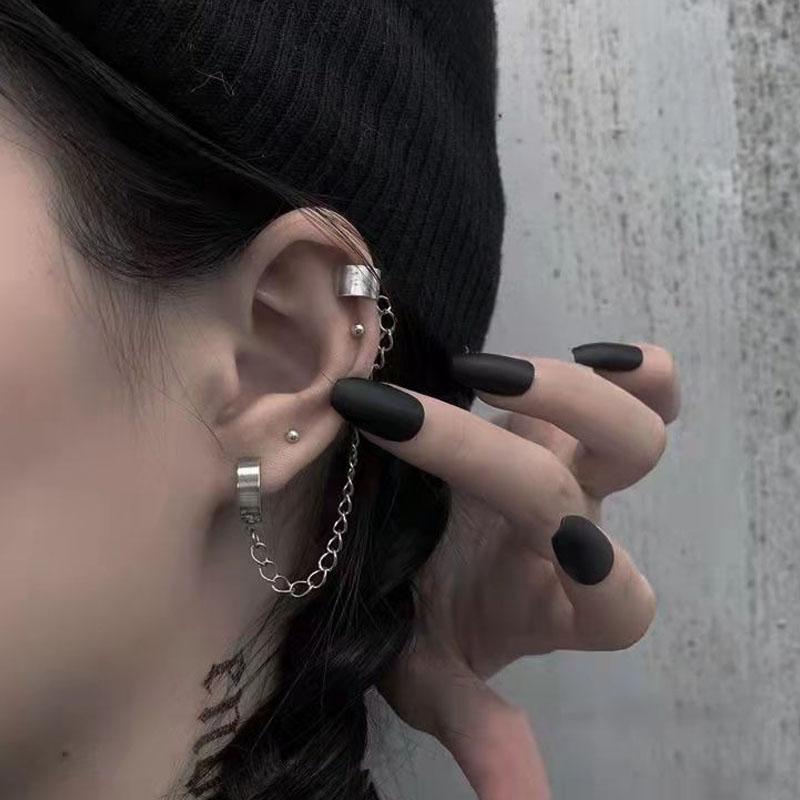 1 Pcs Stainless Steel Painless Ear Clip Earrings for Men Women, Punk Silver Color Non Piercing Fake Earrings Jewelry Gifts