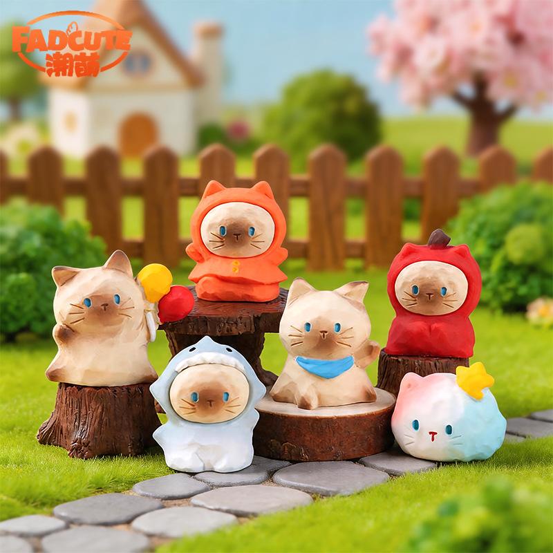 6pcsSet Cartoon Cute Cat Action Figures Creative Trendy Toys Office Home Desktop Decoration Model Birthday Surprise Gifts