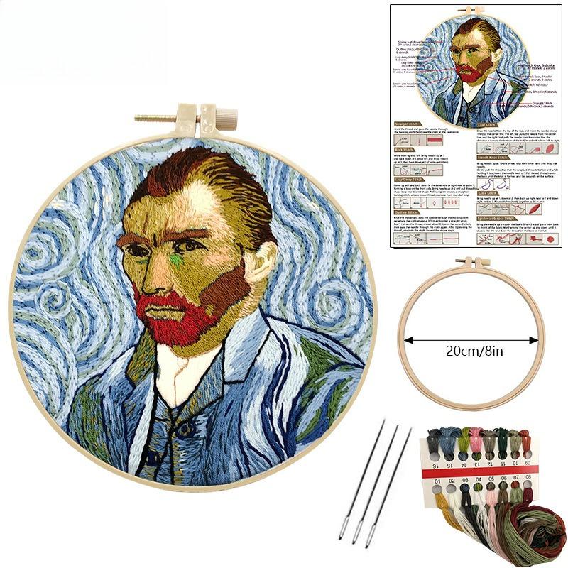 1pc Van Gogh Self-Portrait Pattern Embroidery DIY Fabric Craft Kit