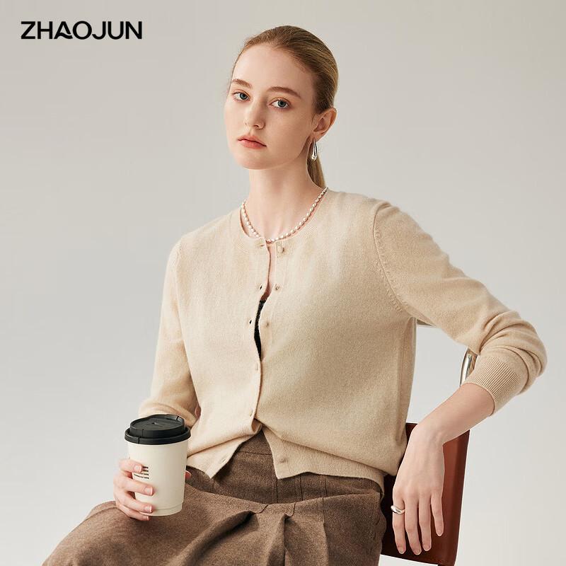 Zhaojun Women's 100% Cashmere Round Neck Cardigan