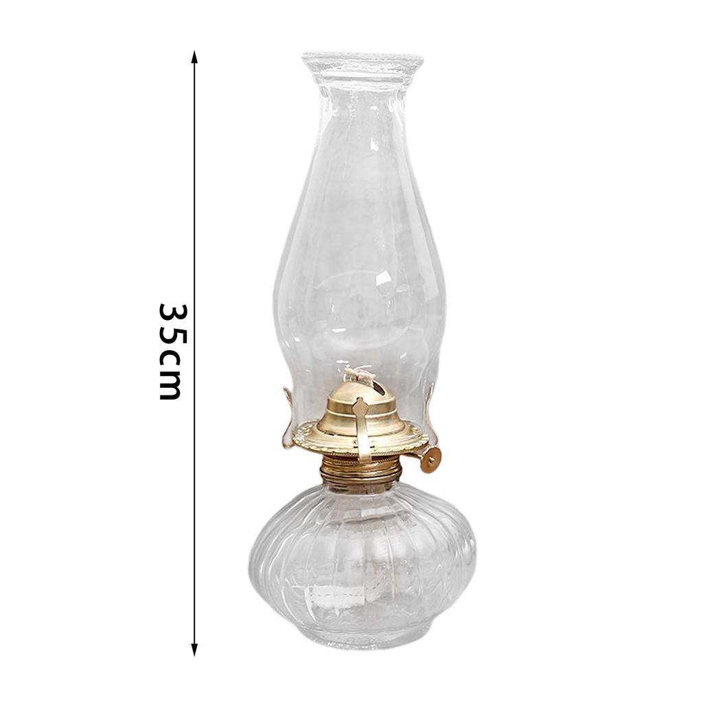 Retro Style Kerosene Oil Lamp Durable Altar Supplies with Lamp Wick Windproof Glass for Church Hiking Holiday Bedroom Christmas