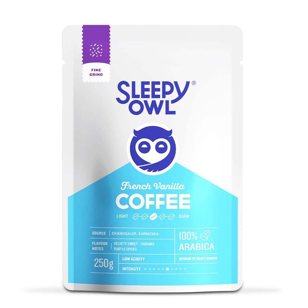 

Sleepy Owl French Vanilla Ground Coffee | Fine Grind Coffee | Moka Pot, Home Espresso | Medium Roast | 100% Arabica | Freshly Roasted & Ground |