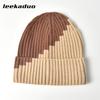 Autumn and Winter Wool Hat Women's Color Matching Flanged Knitted Hat Warm Cold Hat Men's Tide Outdoor Sports Couple Ear Hat