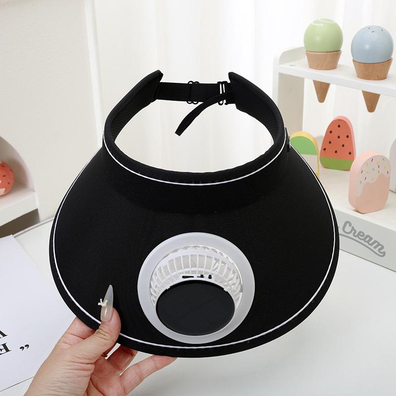 Wide Brim Sun Hat With Fan Breathable Solar Powered Fan Outdoor Visor Hat Empty Top Sunshade Beach Sunshade Hat Women