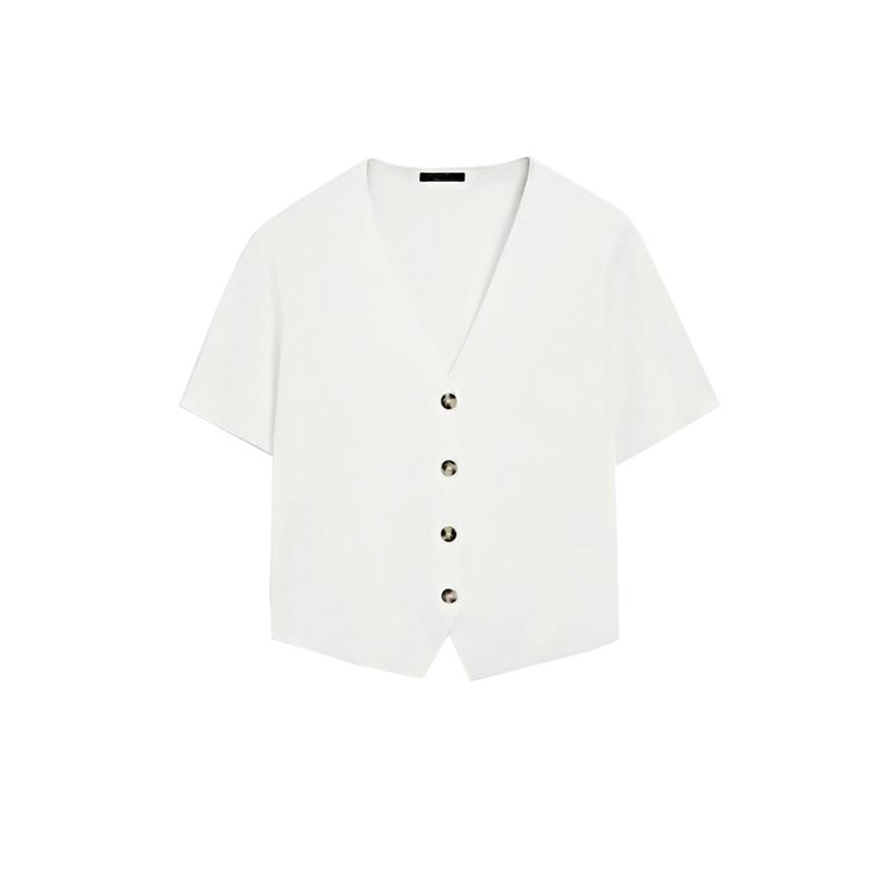 MD Summer New Arrival Women's Clothing Elegant Commute Style Drape Short V Neck Short Sleeve Knitting Cardigan 5655573
