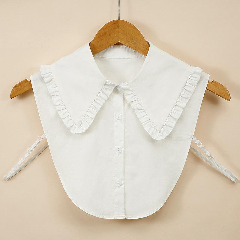 Women Big Lapel Fake Collars Girls Ruffles False Collar Shoulder Wrap White Black Detachable Collars Female Neckwear Nep Kraagie