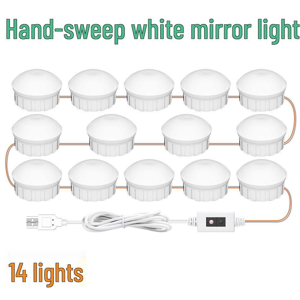 LED Makeup Mirror Light with USB, Hand Sweep Sensor, Memory Dimming, Bathroom Vanity Beauty Light Bulb