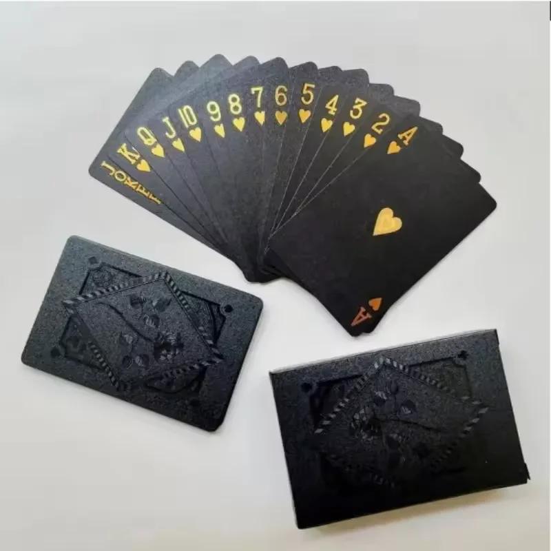 

Черно-золотая игральная карта Магическая игра Карточная группа ПВХ Водонепроницаемая Покерная масть Магическая упаковка Настольная игра Коллекция подарков 2026 чёрный