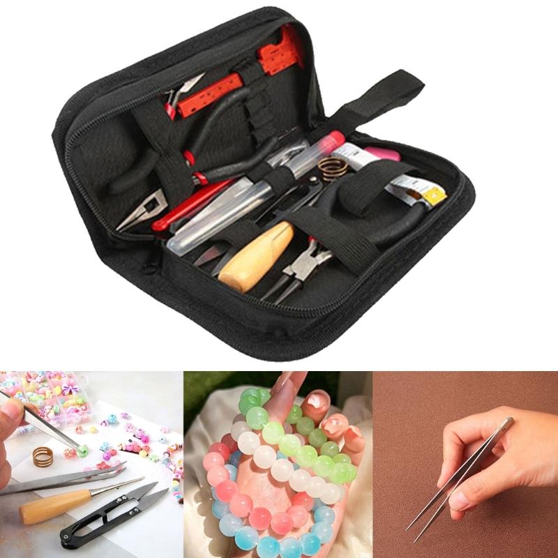 Handmade Small Jewelry Tool Set Nose Pliers Glue Storage Box Rings