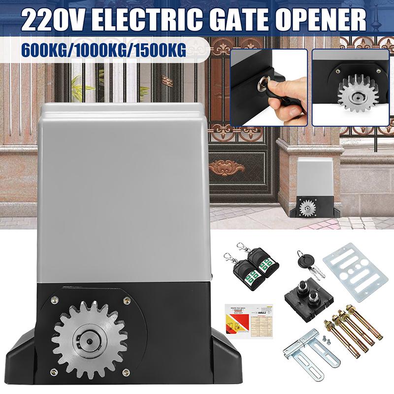550W 1400rpm Electric Sliding Gate Opener 220V 1000KG Automatic Motor 2 Remote Kit Heavy Duty