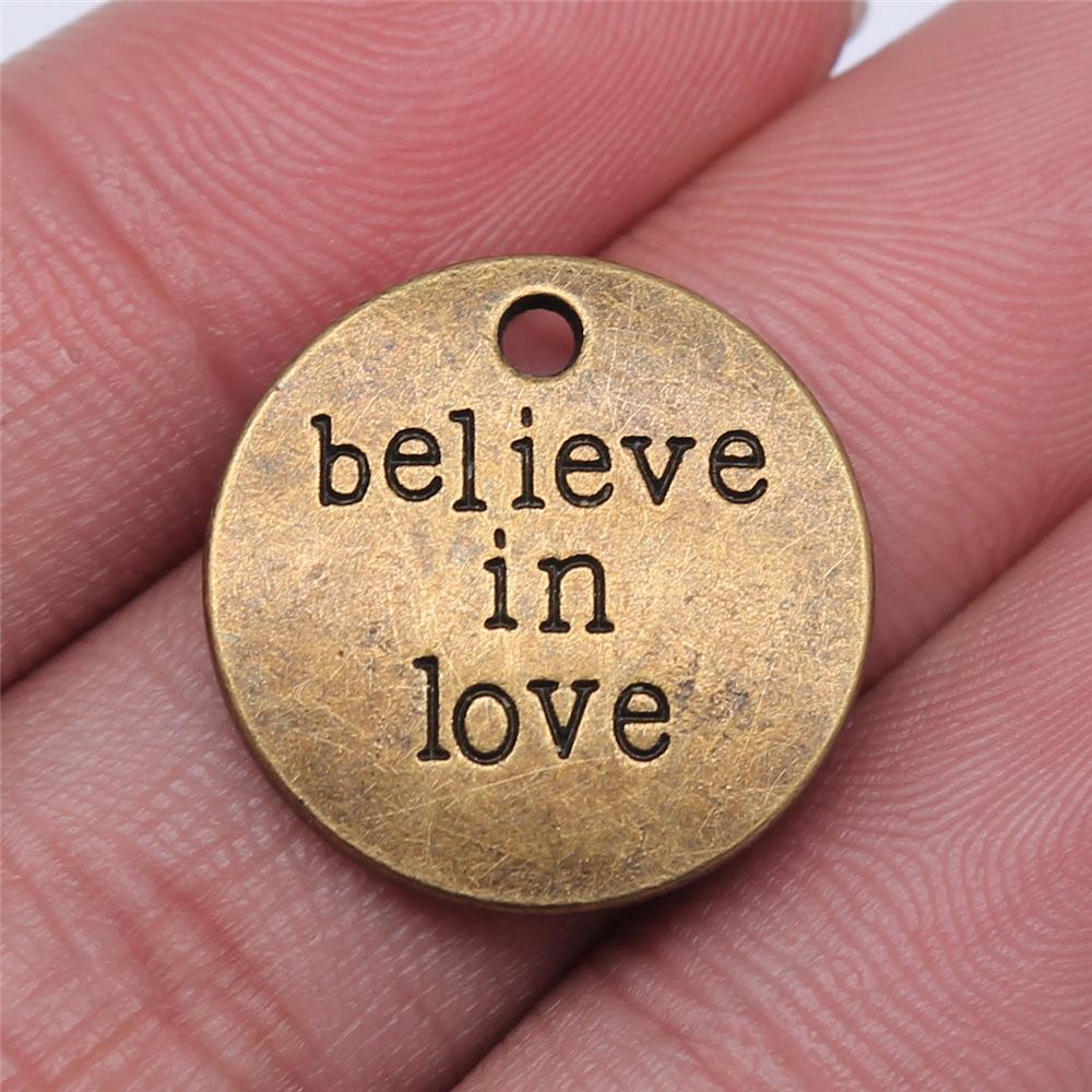10pcs Believe Charms Believe In Love Charms For Jewelry Making Antique Bronze Silver Color Pendants DIY Crafts Making Findings