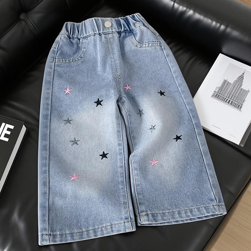 Dívčí měkké prané široké džínové džíny na podzim 2025