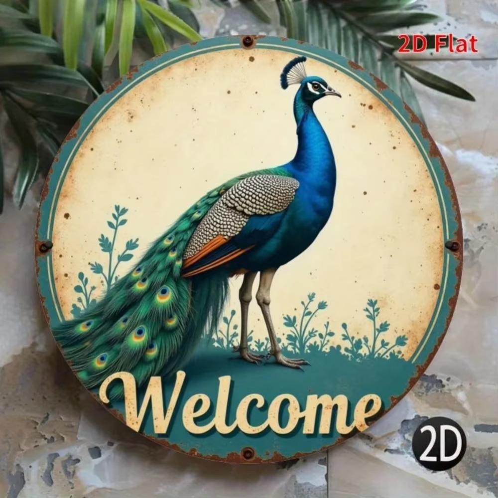 Peacock Metal Art Sign 2D Flat Wall Decor Garden Terrace Shop