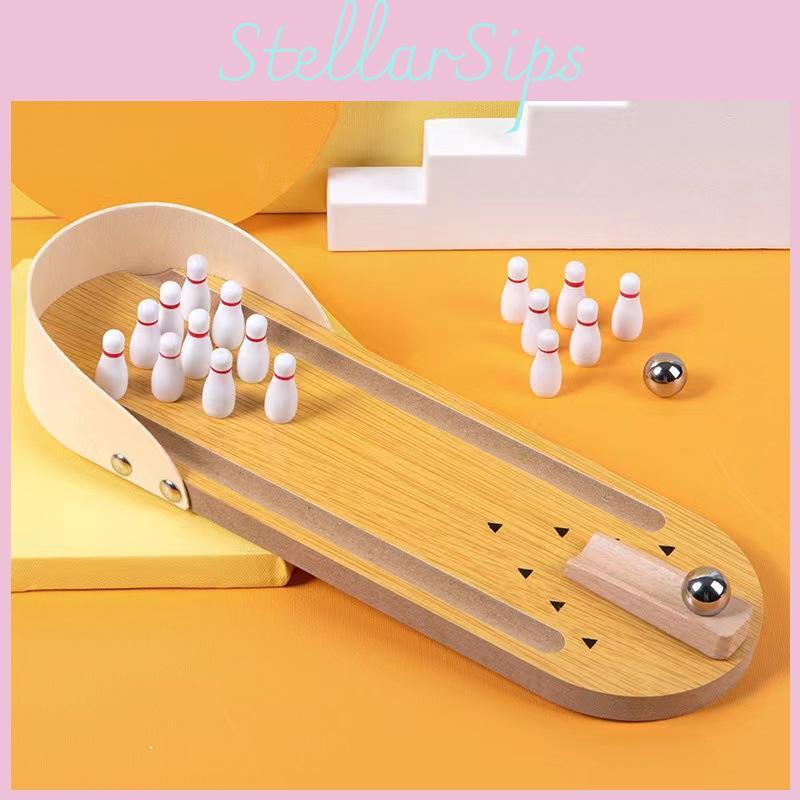 Mini Wooden Bowling Set For Kids Family Game Puzzle Toy For Indoor Entertainment