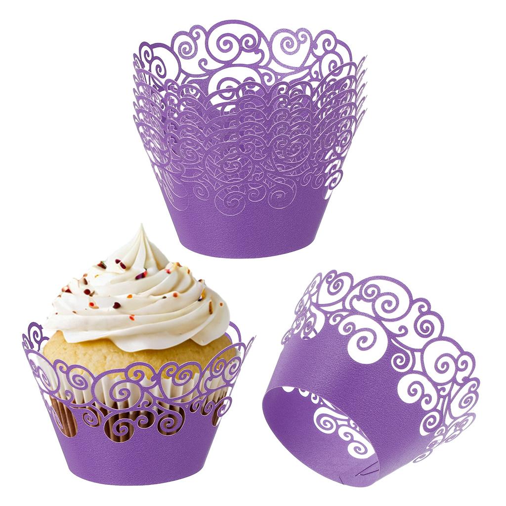 50 Pack Cupcake Wrappers Paper, Baking Cups Standard Cloud Decoration for Anniversary Birthday Weddings and Parties, Pink