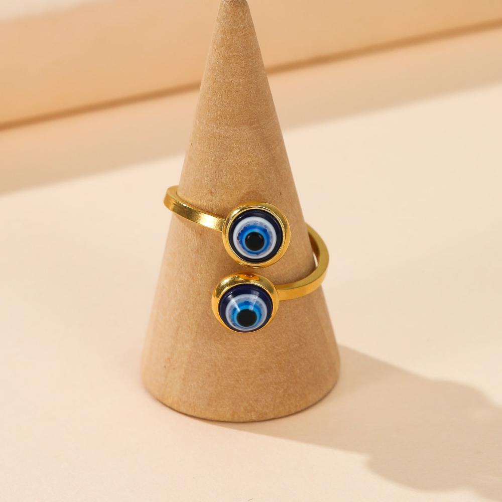 Edelstahl Böser Blick Verstellbare Ringe Bohemian Ethnischer Emaille Blauer Blick Fingerring für Damen Türkei Schmuck Geschenk