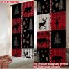 2D Flat Printing 2pcs Happy Christmas Scene Curtains Christmas Forest Wildlife Digital Printed Polyester Drapes Festive Holiday