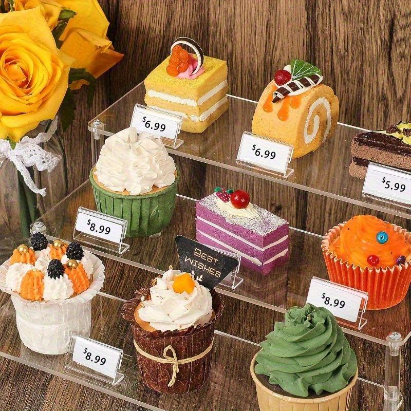 50pcs Mini Acrylic Display Stands 4x2cm Clear Rectangular Name Tags Card & Label Holders for Retail Stores for Showcasing Labels