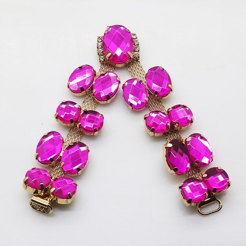 2018 New Charm 2pcs/lot 9.5CM Acrylic Chain DIY Garment sewing accessories Metal Crystal Rhinestone bikini Connectors buckle