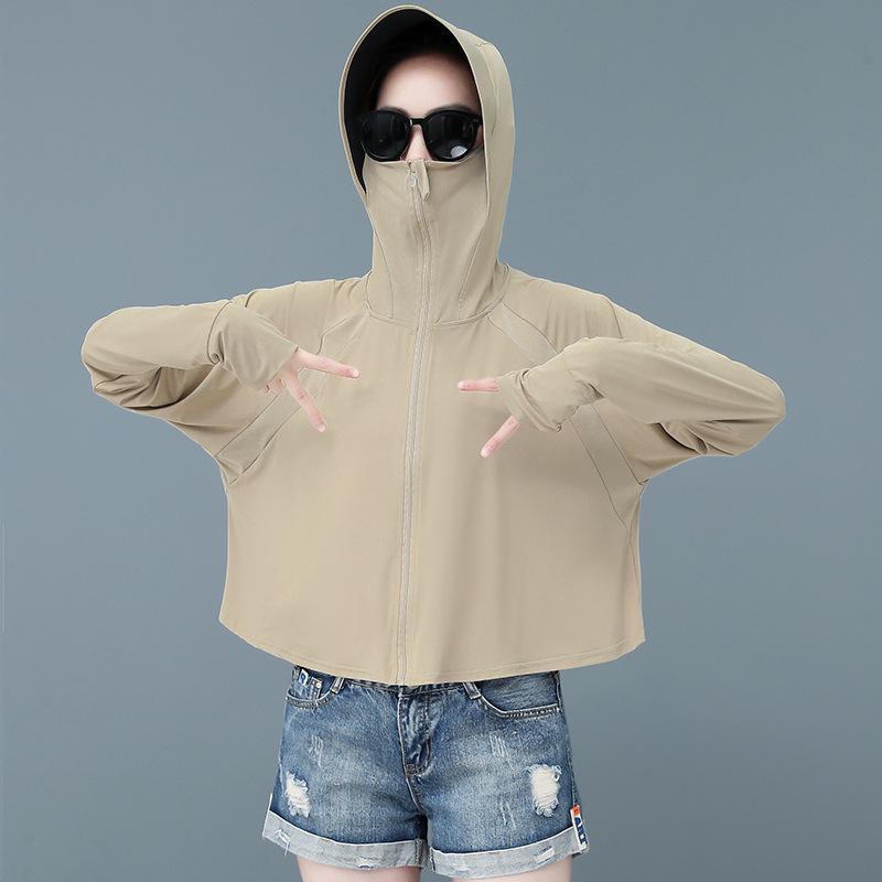 Solbeskyttende klær for kvinner om sommeren, UV-bestandig, langermet, ultratynn, allsidig sykkelbekledning, solbeskyttende klær, fritidsklær