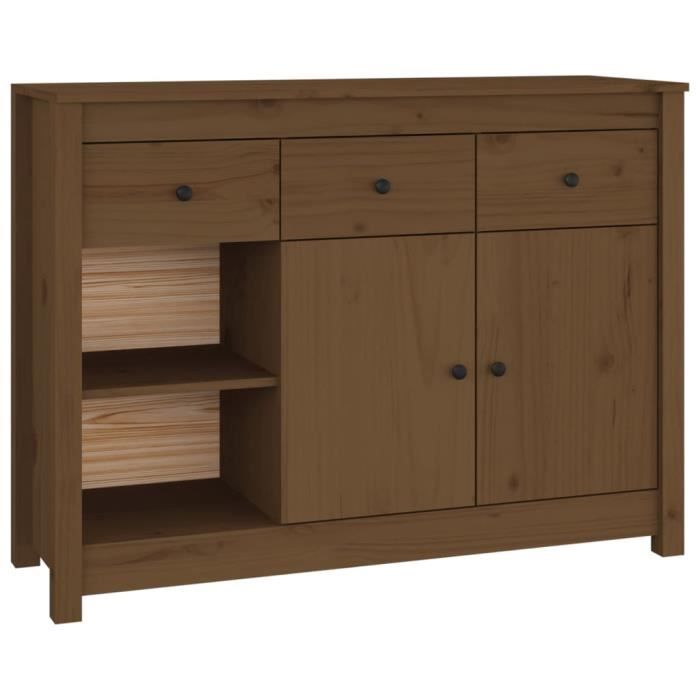 814557 vidaXL Buffet Marron miel 100x35x74 cm Bois massif de pin
