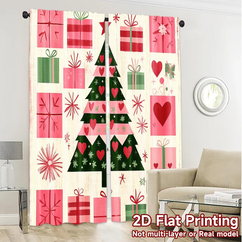 2pcs,Curtains Christmas Tree Gifts Holiday (2) Popular Curtains&Window Treatment Versatile Fabric Curtains All Seasons Ldeal for