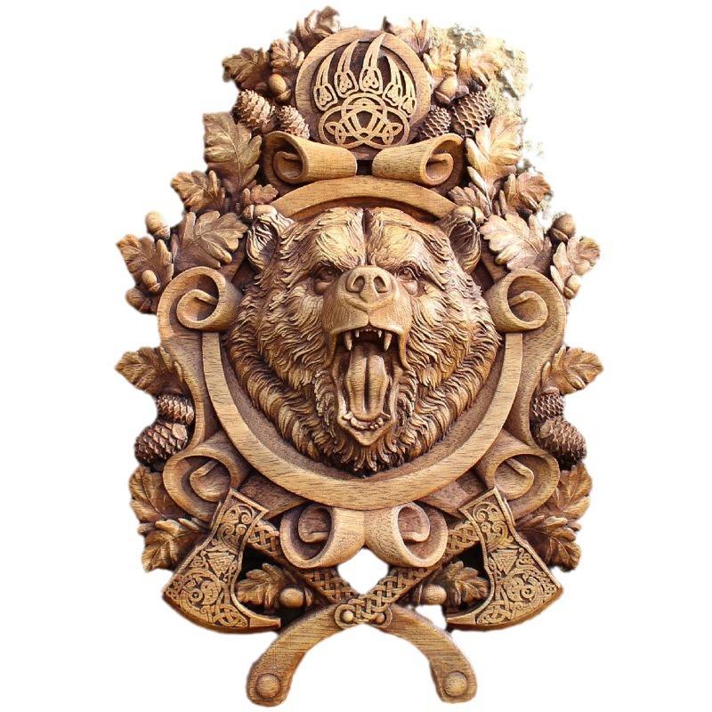 Viking Series Raging Bear Wall Panel Statue Home Crafts Decorative Ornament Pendant