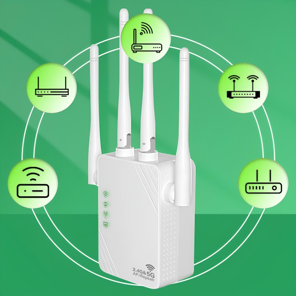WiFi Signal Amplifier Repeater LAN RJ-45 1200Mbps Router AP 4 Antennas 5GHz
